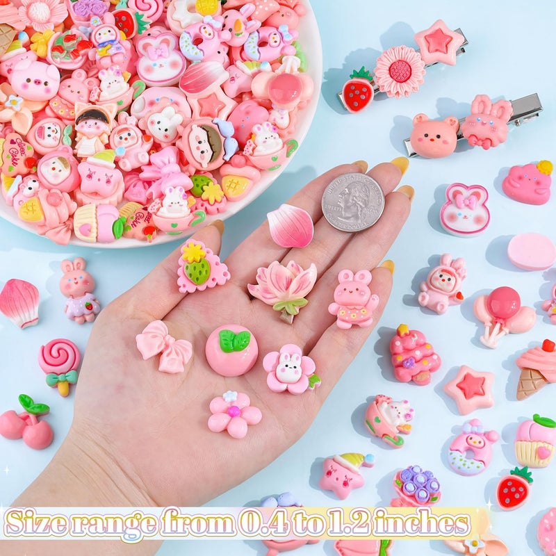 Glitzest 100PCS TINKRSTUFF Pink Slime Charms Cute Flatback Resin Charms for Slime, Random Kawaii Decoden Charm for Embellishments Phone Junk Case Charms Bulk, Hairpins Scrapbooking Crafting & DIY Decoration - Image 2
